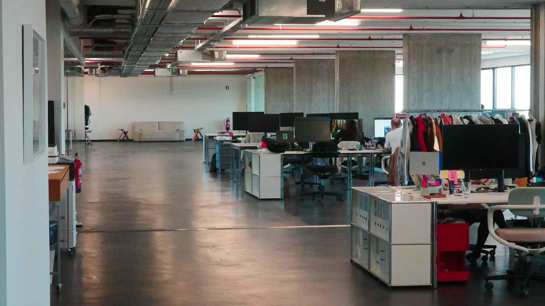 Open studio space where the team works on product