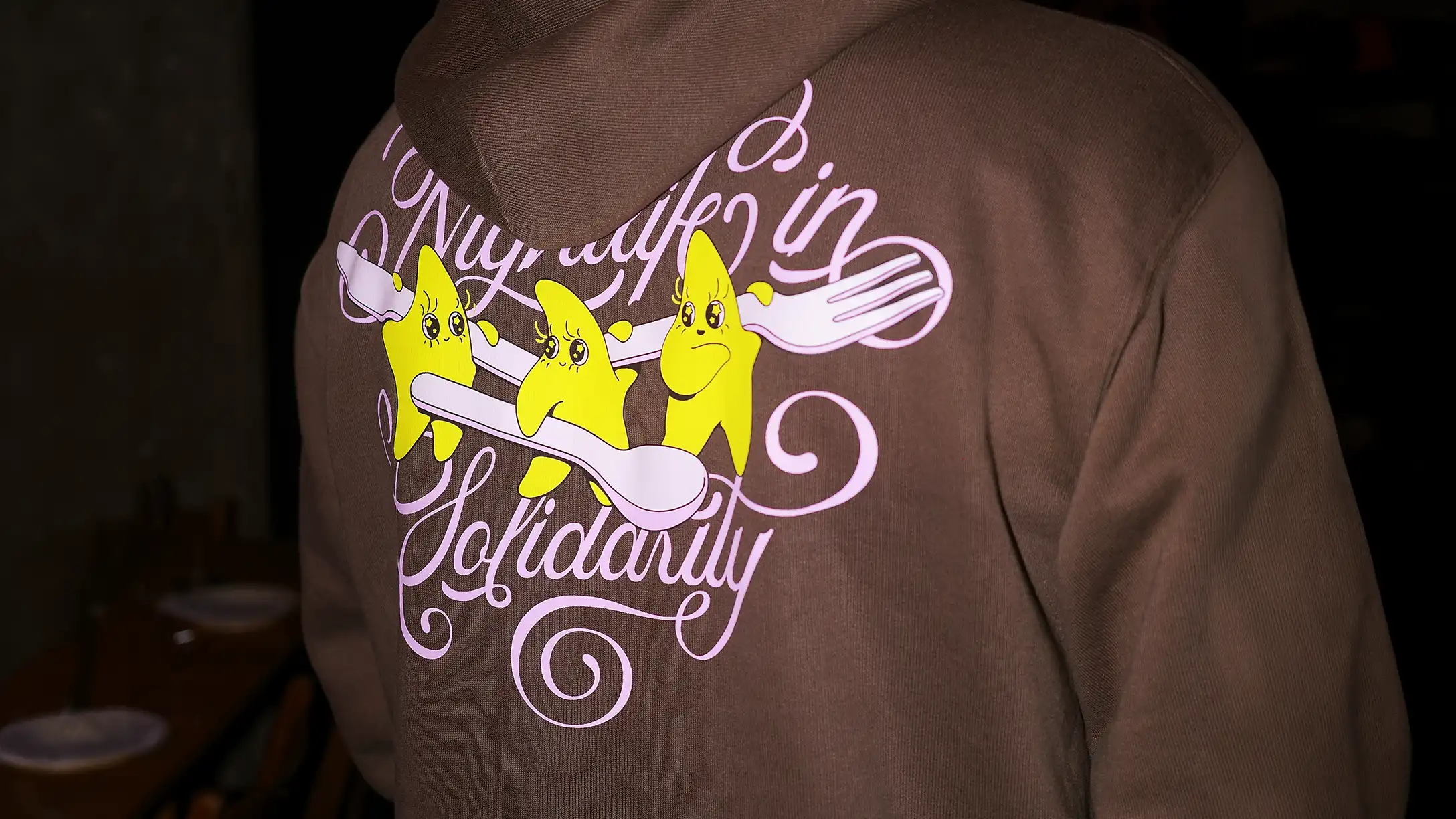 Nightlife in Solidarity custom hoodie screen print Zurich blaenk studio