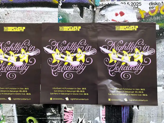 Nightlife in Solidarity hoodie worn back blaenk studio