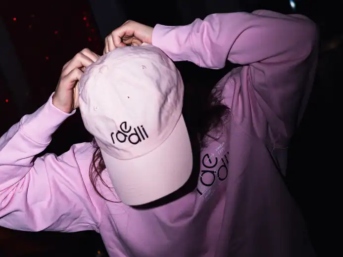 raedli pink cap and sweatshirt blaenk studio